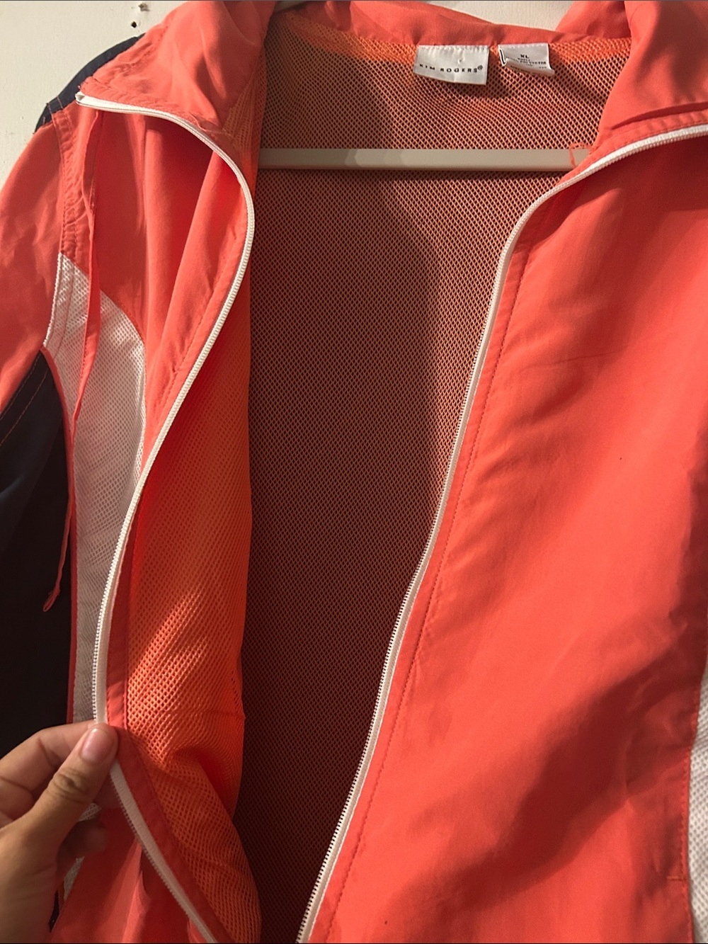 Kim Rogers Coral and Navy Colorblock Zip-Up Jacket - Picture 5 of 5